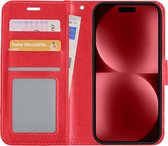 Hoes Geschikt voor iPhone 15 Hoesje Book Case Hoes Flip Cover Wallet Bookcase - Rood