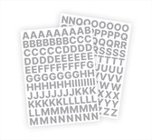 Letter stickers / Plakletters - Stickervellen Set - Metallic Zilver - 2cm hoog - Geschikt voor binnen en buiten - Standaard lettertype - Mat