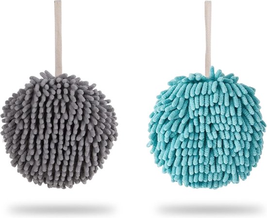 Foto: Chenille handdoeken 2 stuks zachte absorberende fuzzy ball handdoekenset om op te hangen sneldrogende handdoek voor toilet gastentoilet badkamer keuken decoratie