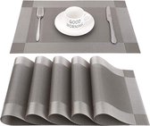 Placemat Set van 6,Gemakkelijk Schoon,Antislip,Hittebestendig,Vlekbestendig Tafelonderzetter, 45cmx30cm(Grijs)