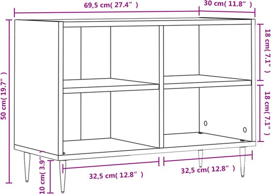 vidaXL-Meuble TV-69,5x30x50-cm-bois-d'ingénierie-blanc