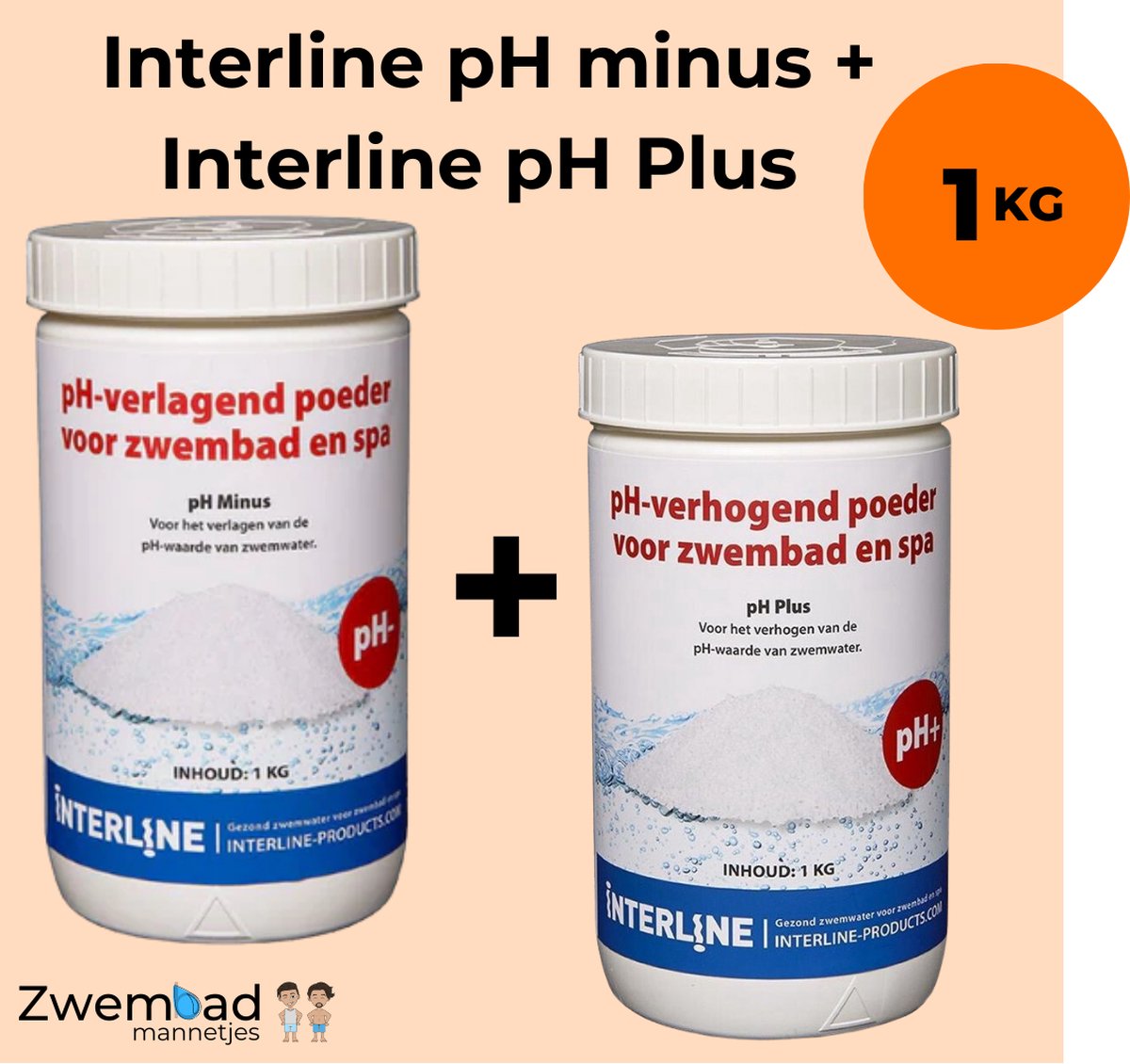 Interline pH minus 1kg + pH plus 1kg Inclusief doseerschema Verhogen pH waarde Verlagen pH