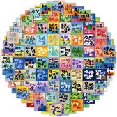 100 stickers met Chinese Tekens met Positieve Teksten - 3x3CM