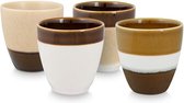 vtwonen Mug sans anse - Marron - Tasses à café rétro - 150 ml - Lot de 4 tasses à café