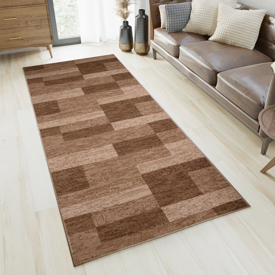 Tapiso Anti-Slip Caoutchouc Marron Couloir Salon Tapis en Caoutchouc Tapis Taille- 100x200