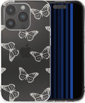 iMoshion Hoesje Geschikt voor iPhone 15 Pro Hoesje Siliconen - iMoshion Design hoesje - Grijs / Butterfly