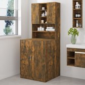 The Living Store Wasmachinekast - Gerookt eiken - Bewerkt hout - 71x71.5x181.5cm - 10 vakken