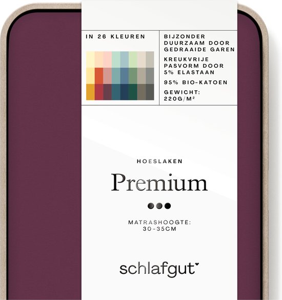 schlafgut Premium Bio Katoen Jersey Hoeslaken XL - 180x200 - 200x220 542 Purple Deep