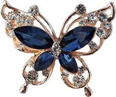 Broche Sierspeld Strass Vlinder Blauw 3.5 cm / 2.8 cm / Goud Blauw