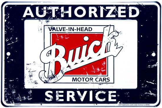 Buick Auhorized Service. Aluminium wandbord 30 x 30 cm. Made in U.S.A.