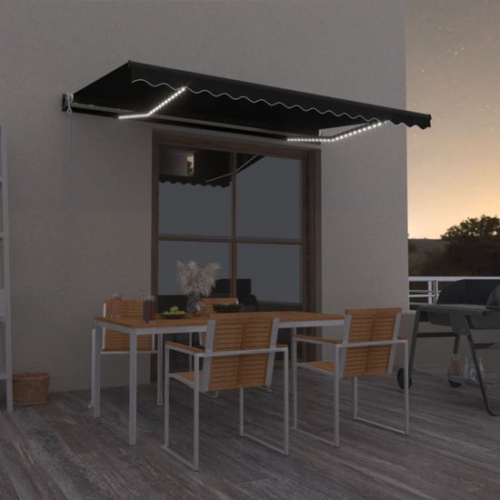 vidaXL Auvent vidaXL avec LED et capteur de vent 600x350 cm Anthracite