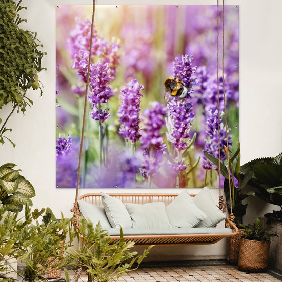 Décoration de jardin lavande - Fleurs - Nature - 200x200 cm - Jardin - Décoration clôture - Affiche jardin - Toile clôture - Affiche extérieur - Décoration jardin - Décoration balcon - Peinture jardin