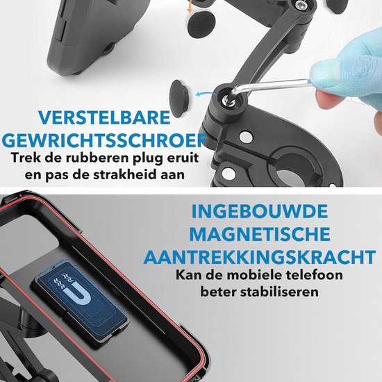 Verstelbare gewichtsschroef op de fiets telefoonhouder, met ingebouwde magnetische aantrekkingskracht.