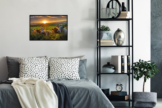 Photo encadrée - Cadre photo Vaches en Irlande noir sans passe partout 60x40 cm - Affiche encadrée (Décoration murale salon / chambre)