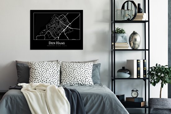 Fotolijst incl. Poster - Plattegrond - Den Haag - Kaart - Stadskaart - 80x60 cm - Posterlijst