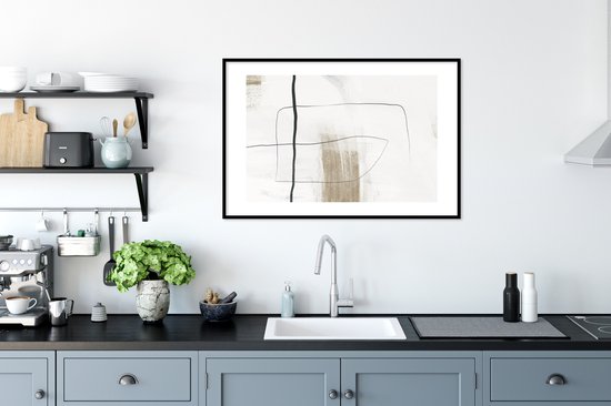 Affiche avec cadre Peinture - Zwart - Wit - 90x60 cm
