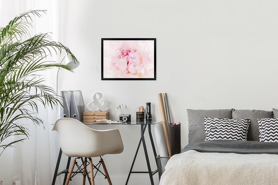 Photo encadrée - Gros plan d'un cadre photo pivoine rose dense noir 40x30 cm - Affiche encadrée (Décoration murale salon / chambre)