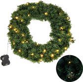 Cheqo® Kerstkrans met LED Verlichting - Krans - Kerstdecoratie - Kerstmis - Met Timer Functie - ø50 cm