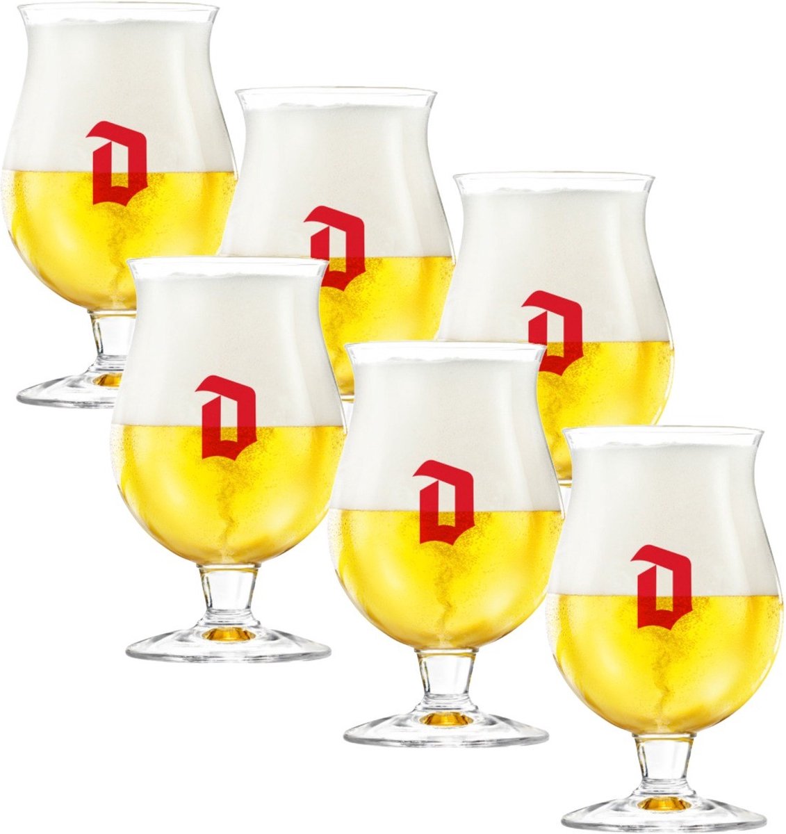 Duvel Bierglazen op Voet 33cl set van 6 stuks - Bier Glas 0,33 l - Bolle Vorm - 330 ml