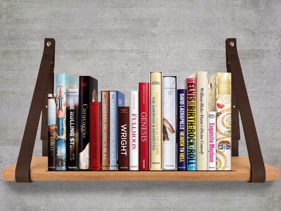 Supports étagère en cuir SHELV - Ajustable - Cuir Zwart - Lot complet de 2