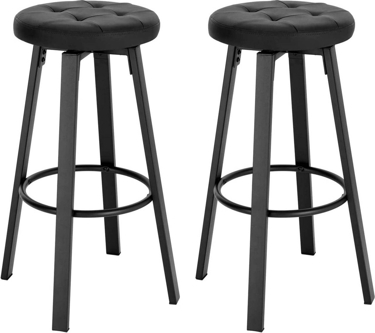 Happyment Barkruk Zura - Antraciet - Met rugleuning - Barstoelen ergonomisch - Zithoogte 60-82cm - Set van 2 - Keuken en bar