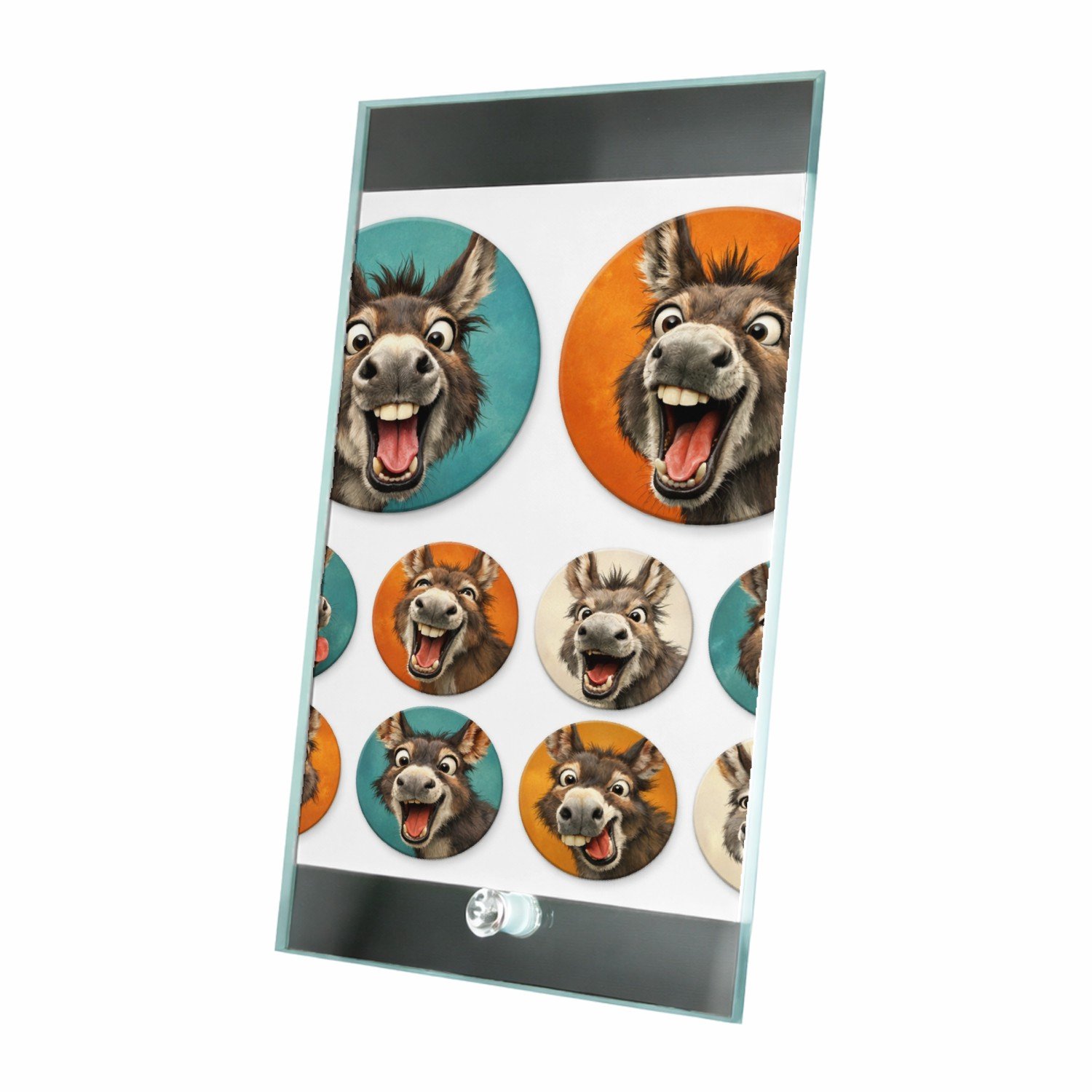 Mr Cadeautjes Glasframe 15 x 23 - design Ronde set met grillige kippen- of hanenkoppen in een speelse | cadeau Wit