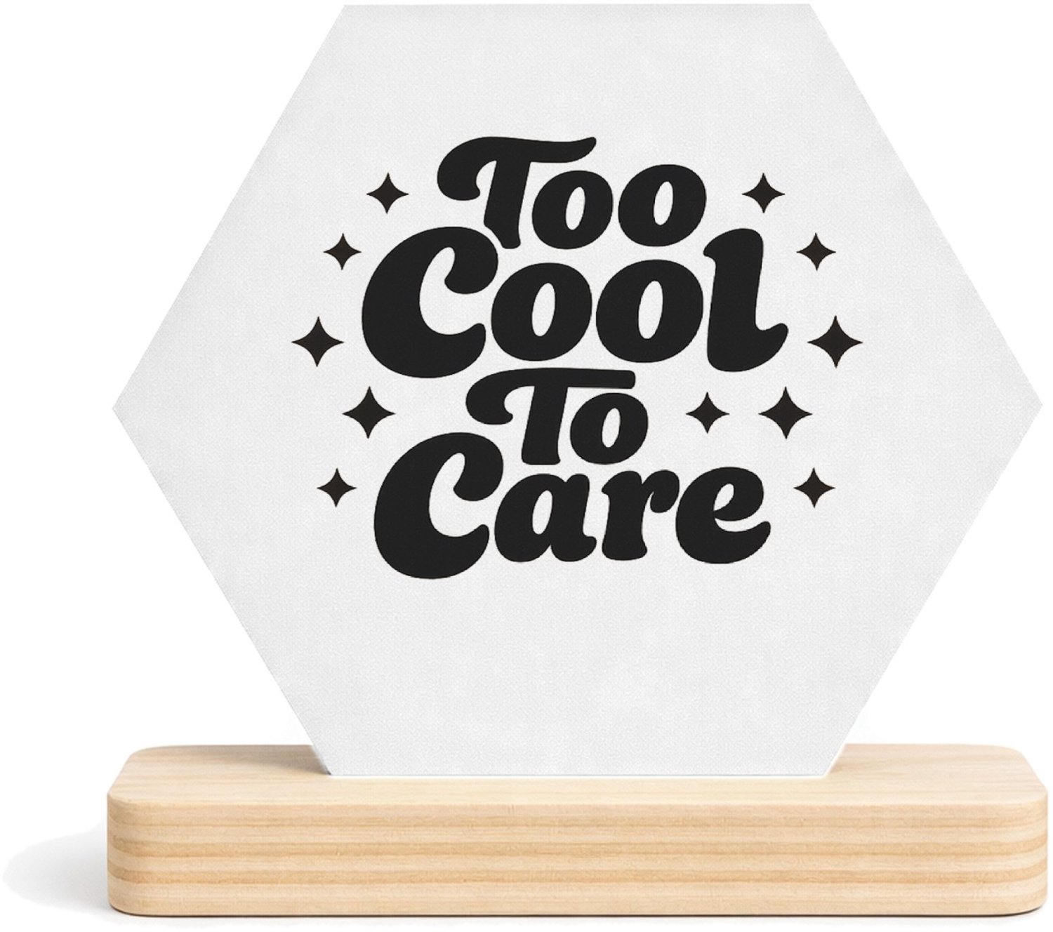 Mr Cadeautjes MDF fotolijst/inleg hexagon 14 x 13 - design Grote retro tekst met speelse symmetrische sterren rond een | cadeau Wit