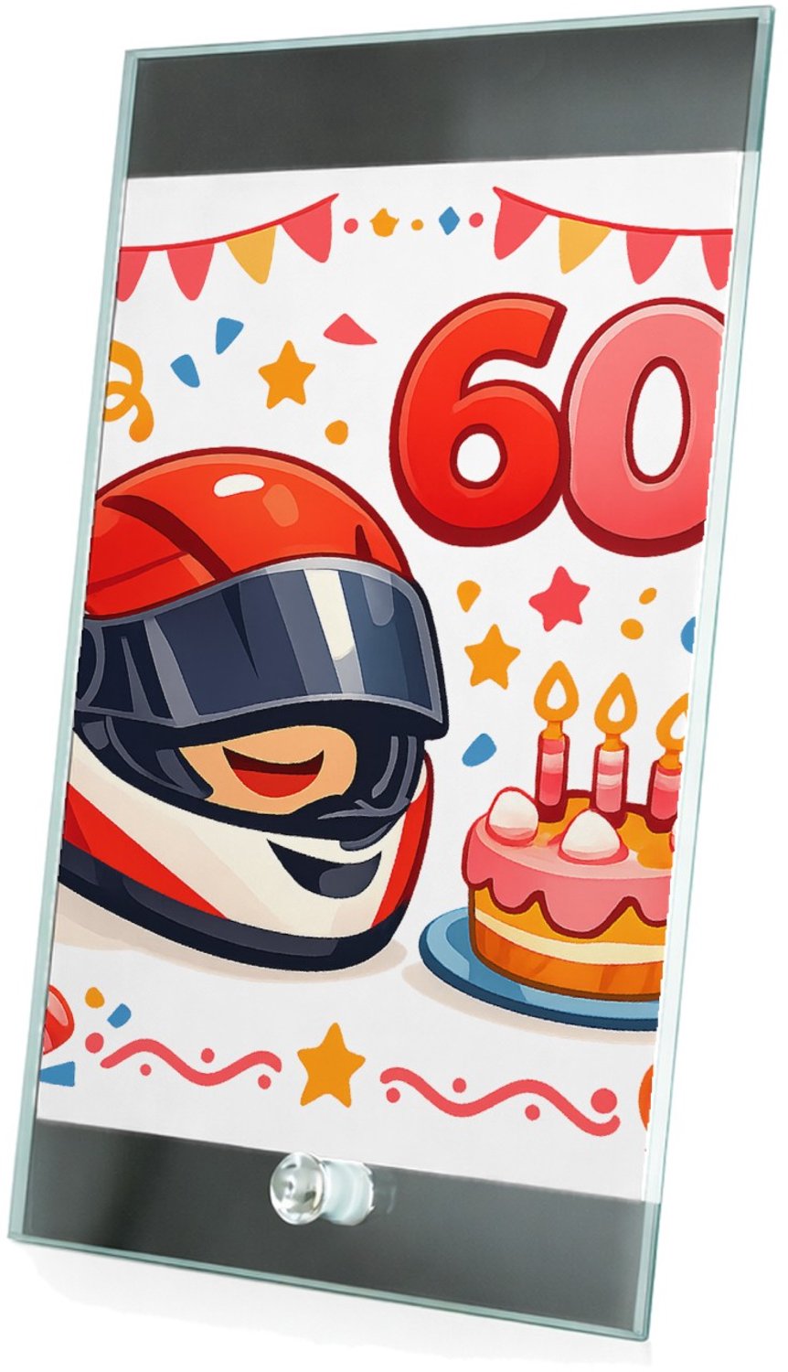 Mr Cadeautjes Glasframe 15 x 23 - design Feestelijke verjaardagsposter met een stoere hobby-illustrat | cadeau Wit