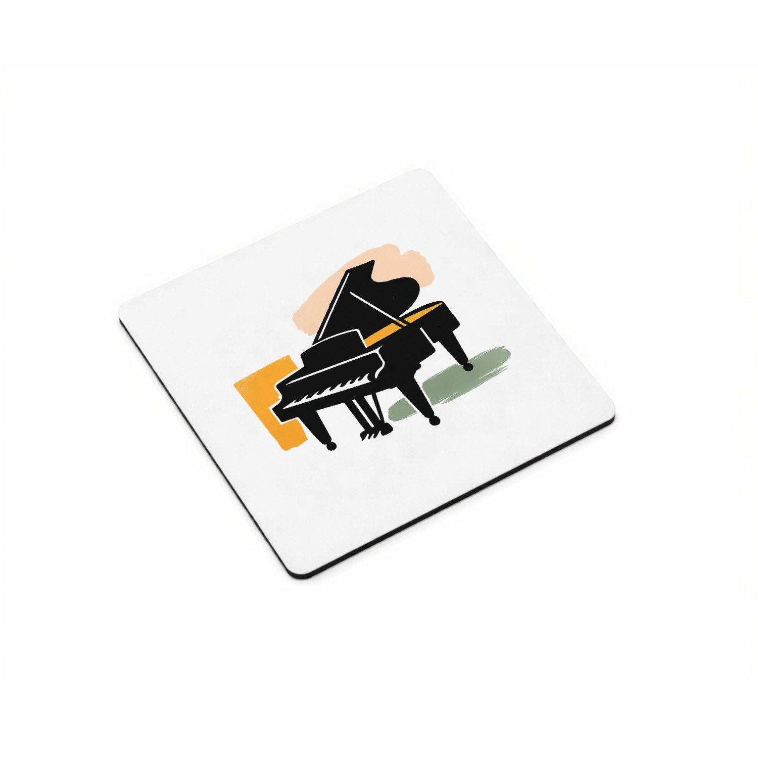 Mr Cadeautjes MDF magnetische fotolijst vierkant 9,5 - design Grafische illustratie van een jazzsaxofoon met zachte verfst | cadeau Wit