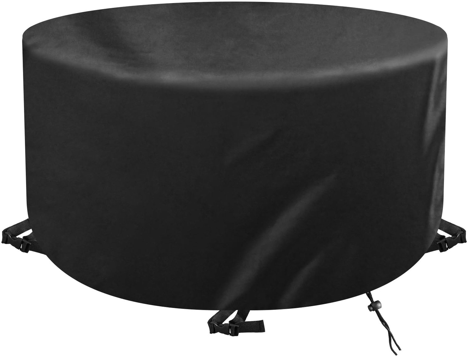 Famanu Ronde waterdichte tuinmeubelhoes van 420D Oxford stof, bescherming voor tuintafelset, Ø155x85cm, zwart, met winddichte constructie en sterke gespen voor optimale pasvorm