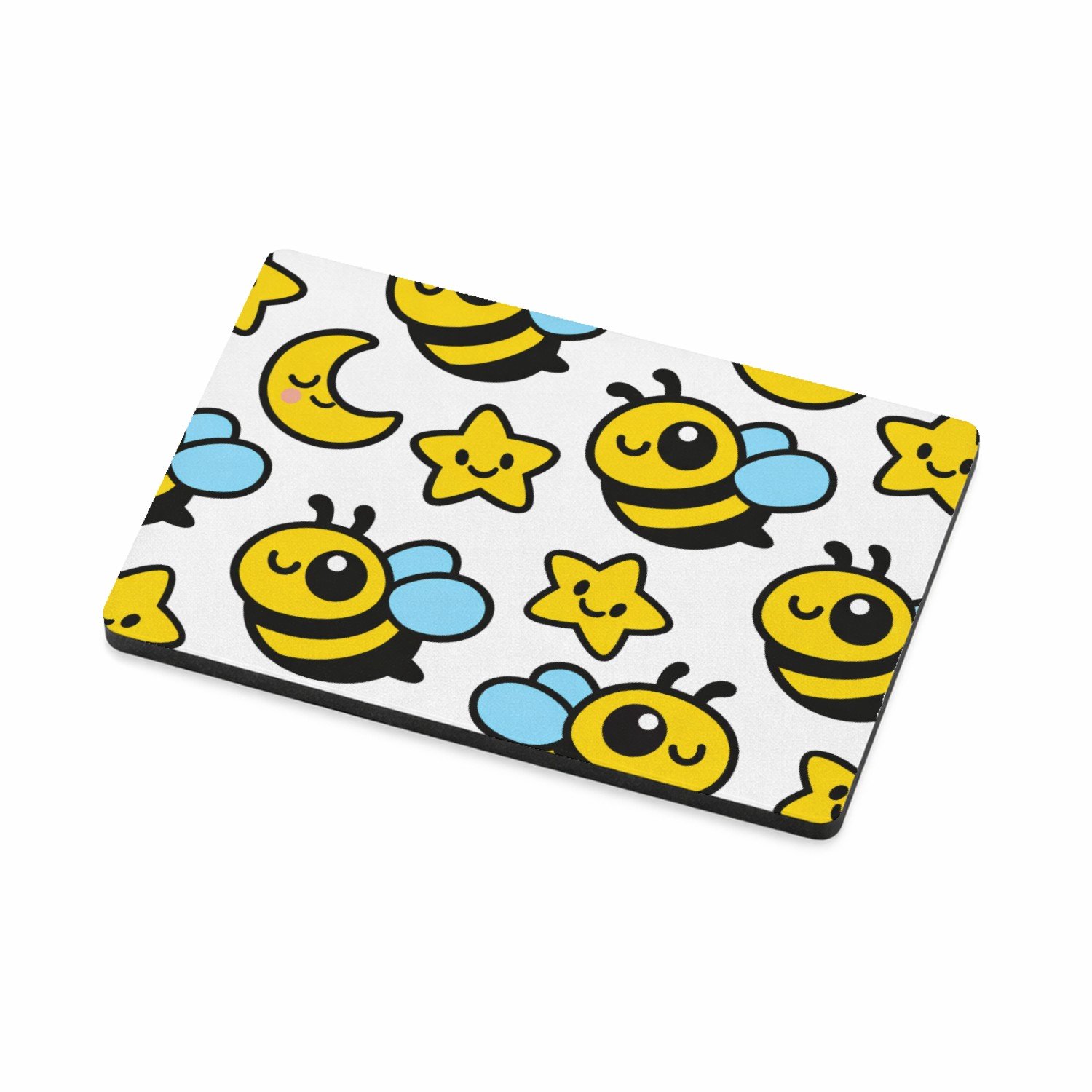 Mr Cadeautjes MDF magnetische fotolijst 7,5 x 5 - design Een herhaalpatroon met blije kleine sterren en maantjes die | cadeau Wit