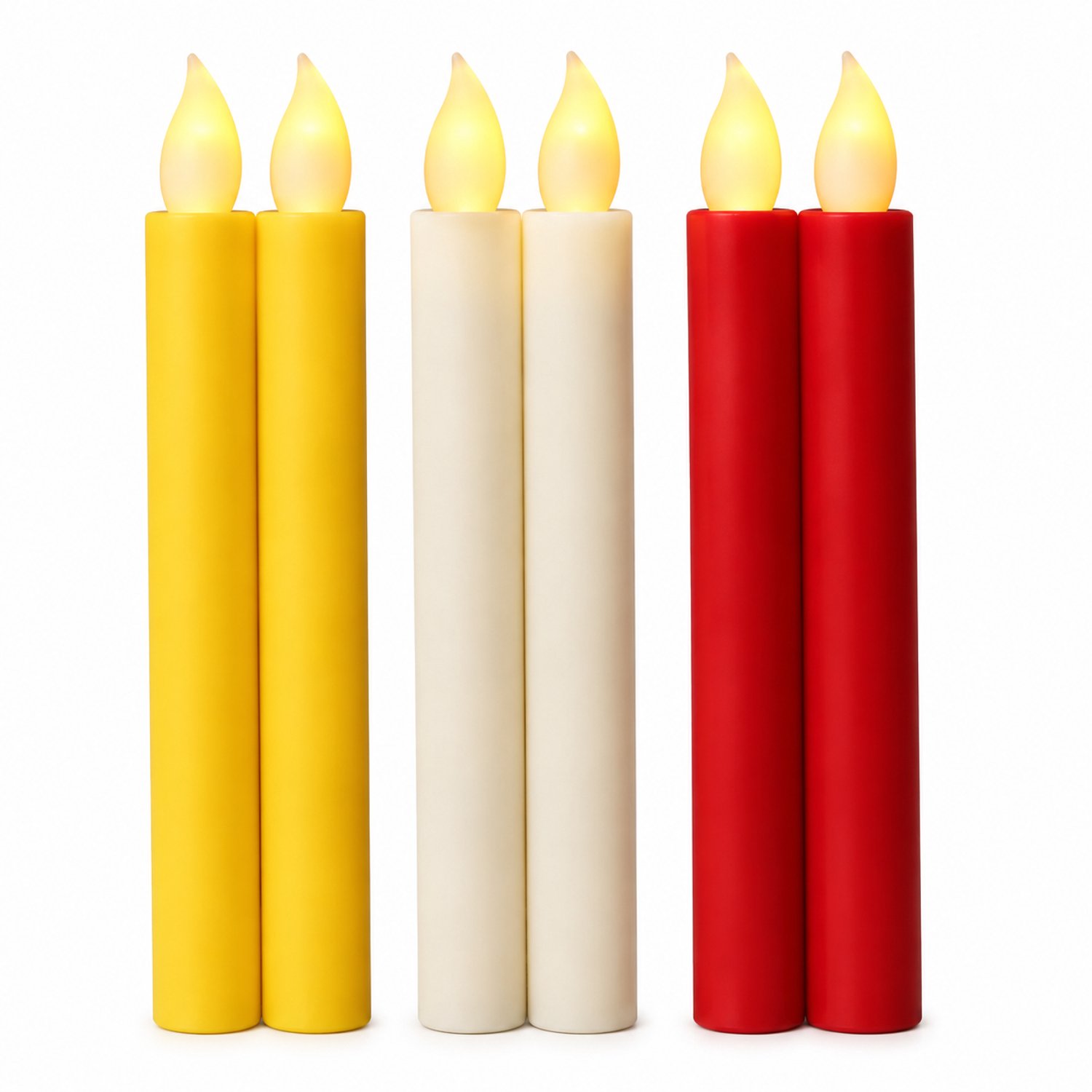 SWGOTA led kaarsen, set van 2 rode lange staafkaarsen met vaste vlamvorm, kunststof, voor huis- en bruiloftdecoratie, verpakt in een zak Rood