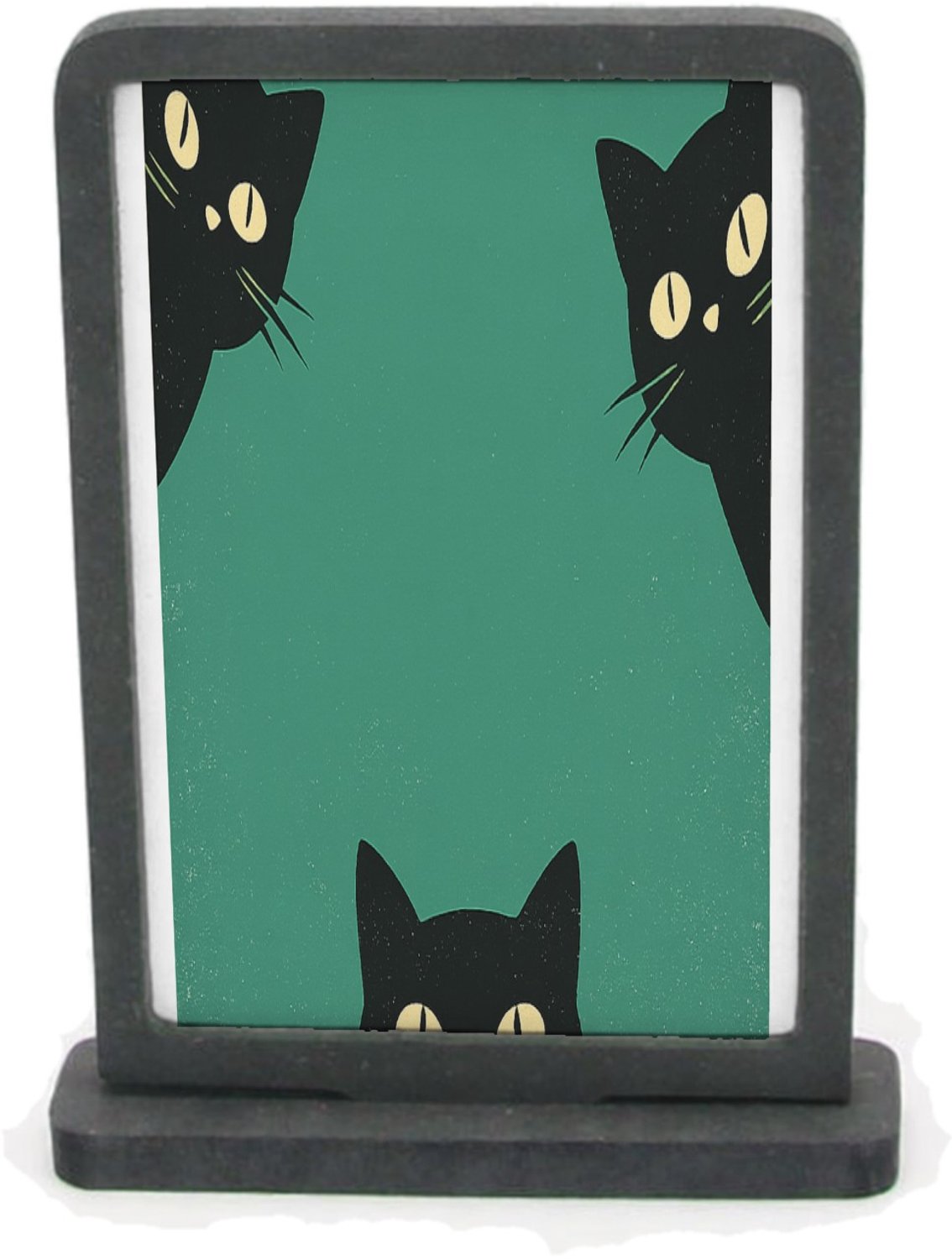 Mr Cadeautjes Houten fotolijst rechthoek met MDF inleg - design Drie speelse huisdier-silhouetten die vanuit de randen naar | cadeau Wit