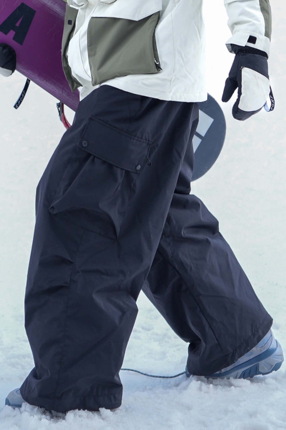 GSOU SNOW Lichtgewicht baggy ski- en snowboardbroek met ventilatie 15K waterdicht Zwart