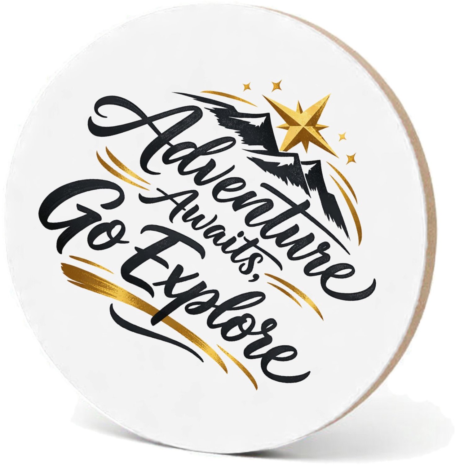 Mr Cadeautjes MDF fotolijst - design Een luxe reisquote met een andere natuurlijke ondergrond en | cadeau Wit