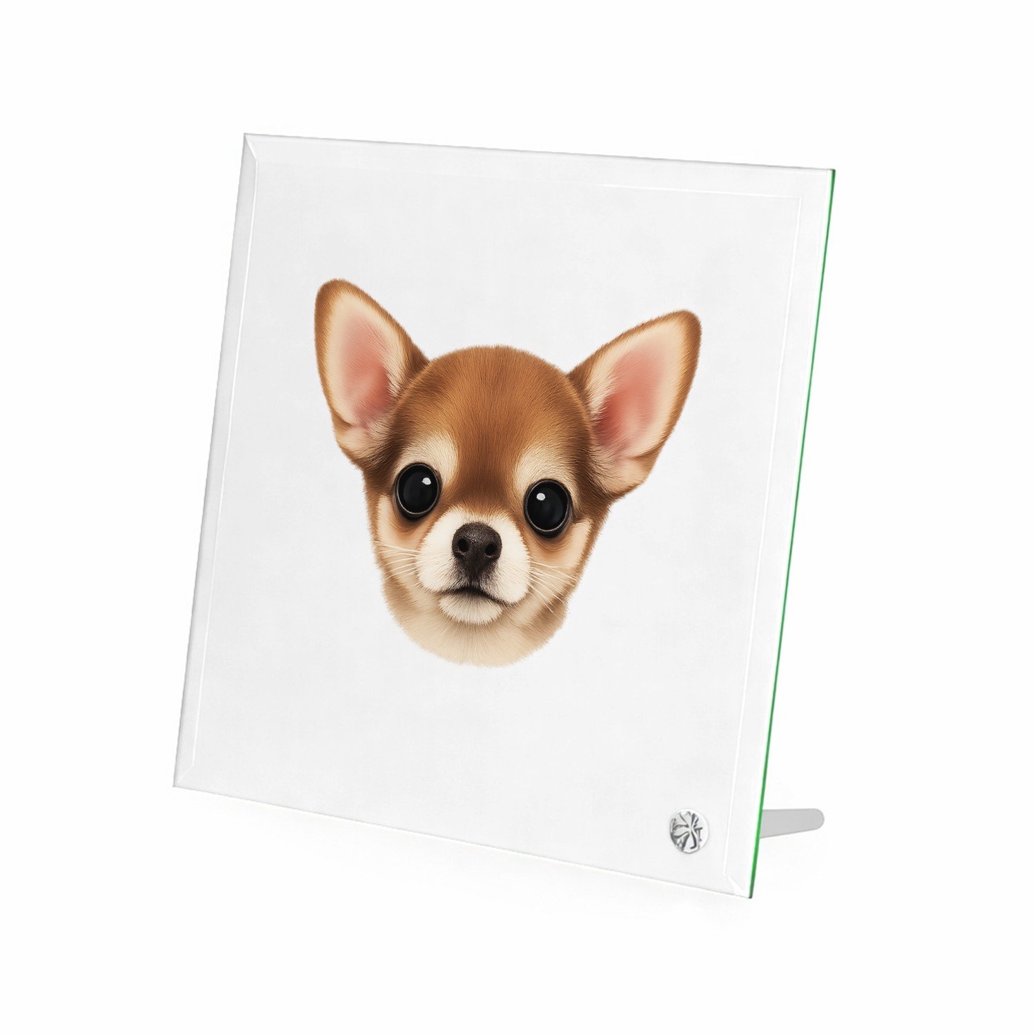 Mr Cadeautjes Glasframe 20 x 20 - design Een klein, centraal portret van een nieuwsgierige kat met ro | cadeau Wit