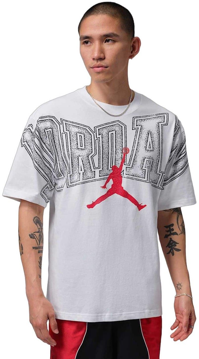Nike M J New Stretch Gfx Ss Crew IQ0708-100 T-shirt heren L Wit