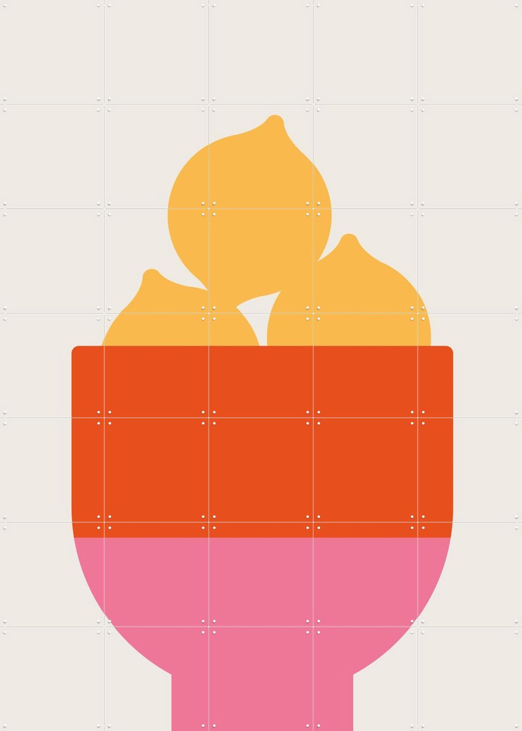 IXXI Lemons, Bo Lundberg - 100 x 140 cm - Grote wanddecoratie en posters - Digitale Kunst, Minimalisme, Modern, Geometrische Kunst, Abstract, Speels Geel / Rood