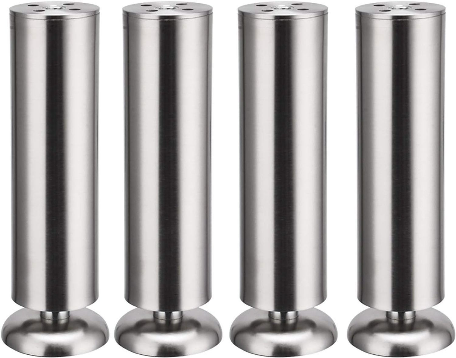 Qrity 4x 200mm (Height) Furniture Leg Kitchen Feet Worktop TV Desk Sofa Leg Furniture Stainless Steel Table Leg - Rubber Mat - Safe & Silent - Dia 50m