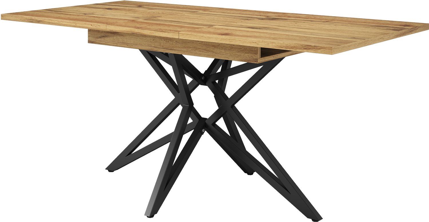 SONNENH Uitschuifbare eettafel met stervormige metalen poten - MDF - 120 tot 160 cm - Walnootlook