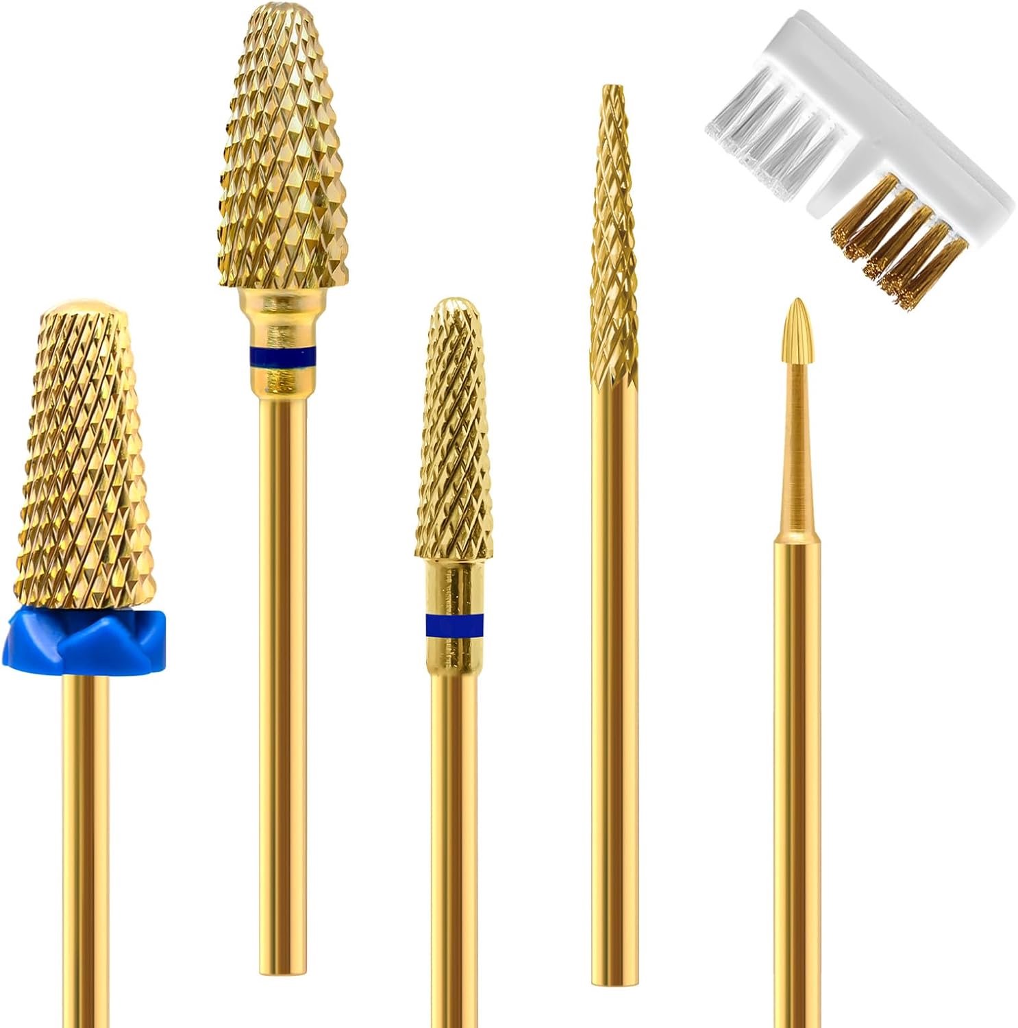 SnelShoppen - 5-delige Nail Cutter Attachments Set - Goud Nail Milling Bits voor Gel en Acryl - 3/32 Inch Tungsten Carbide Voor Nagelverzorging en Voo