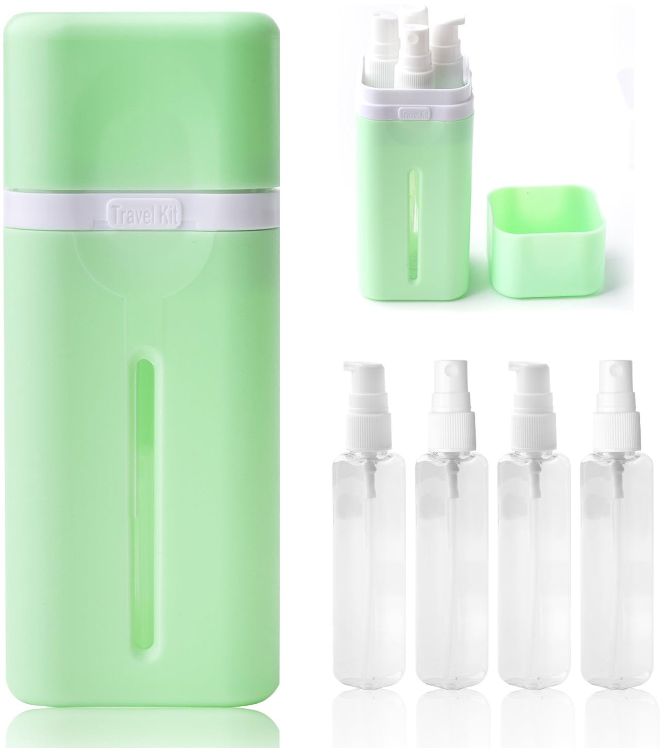 4-in-1 reisflessendispenserset 50 ml - siliconen - lekvrij - ideaal voor shampoo en crème - Vemera