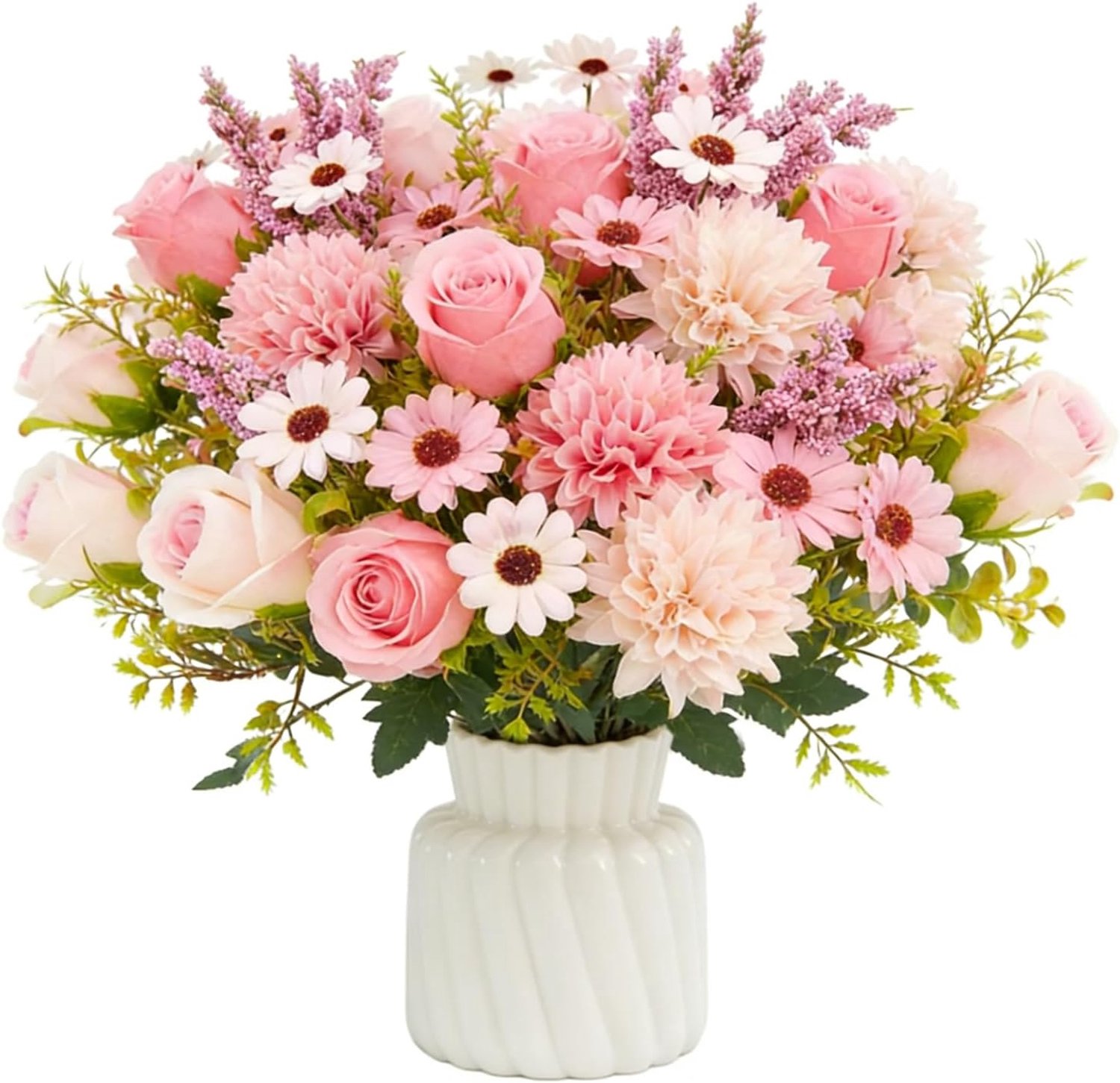 SnelShoppen - Set van 4 Kunstbloemen Boeketten - Kunstmatige Rozen & Pioenen - Perfect voor Bruiloften, Feesten, Thuis en Keuken - Realistische Decora