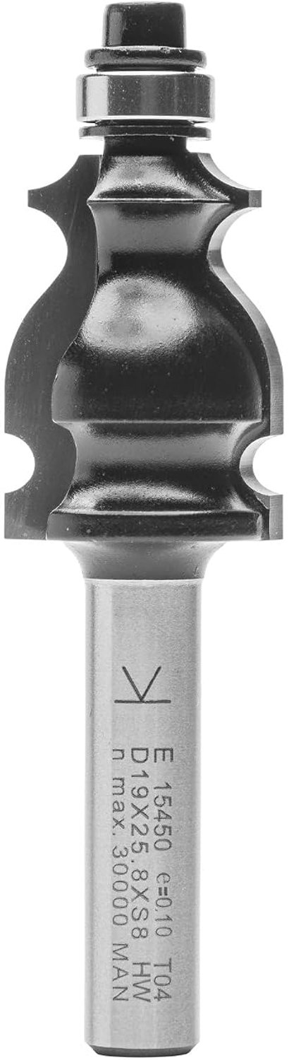 ENT 15450 Long decorative milling cutter, Carbide metal, Shank diameter (S) 8 mm, Fremameter (D) 19 mm, NL 24.4 mm, R - ShopVlot