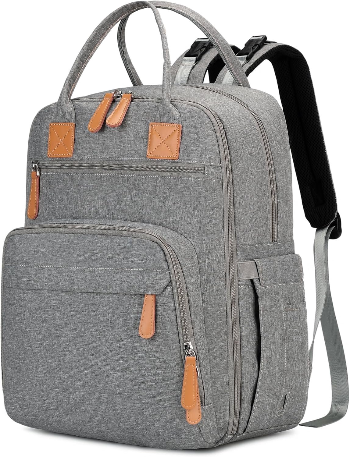 LORADI 18 pockets diaper bag backpack with waterproof pockets and stroller buckle, Grey, Designer - ShopVlot