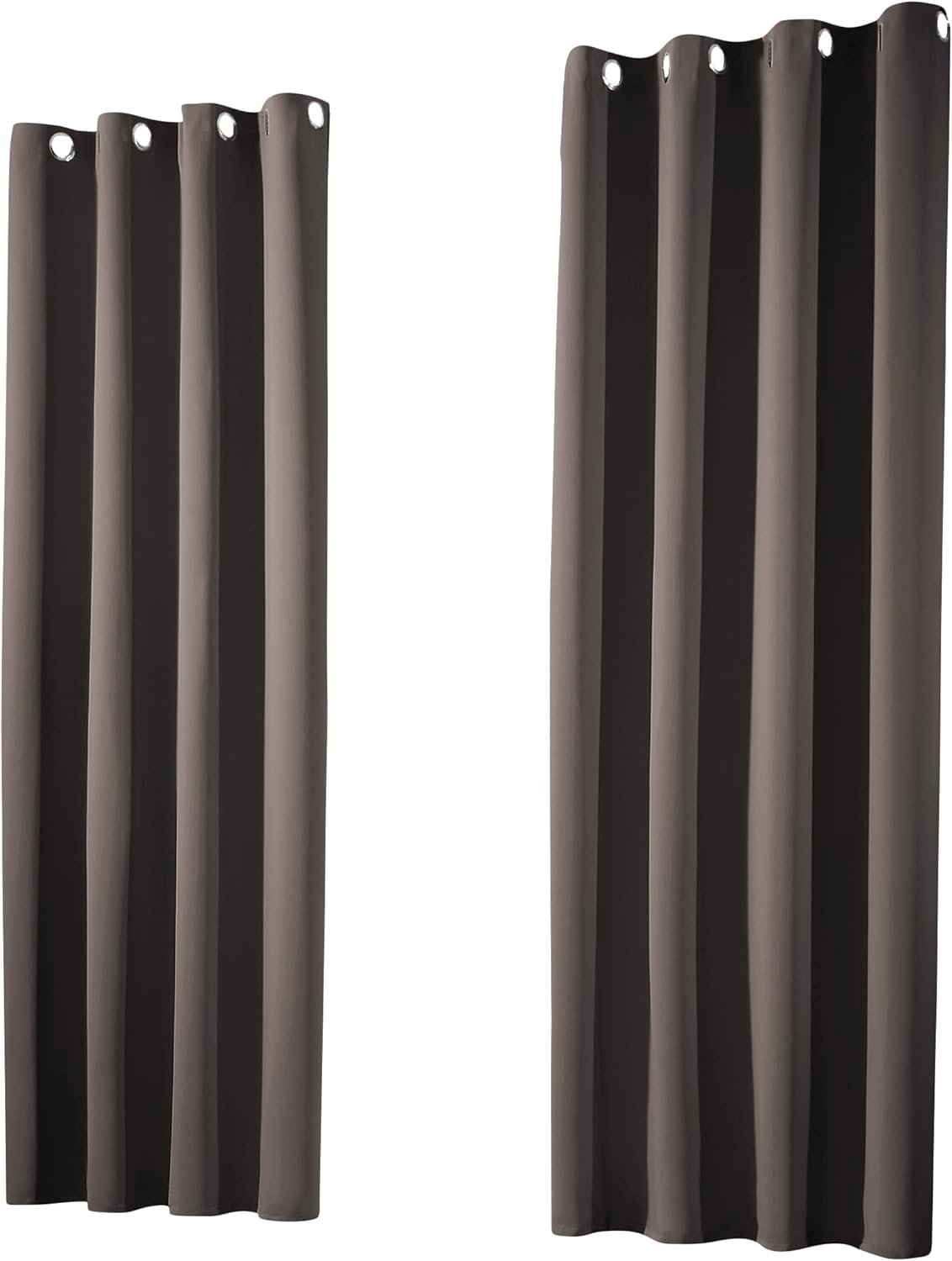 SnelShoppen - Set van 2 Zwarte Isolerende Blackout Gordijnen met Oogjes, Opaque 245x135 cm, Grijs Bruin, Geluiddempende Raamdecoratie voor Woonkamer e