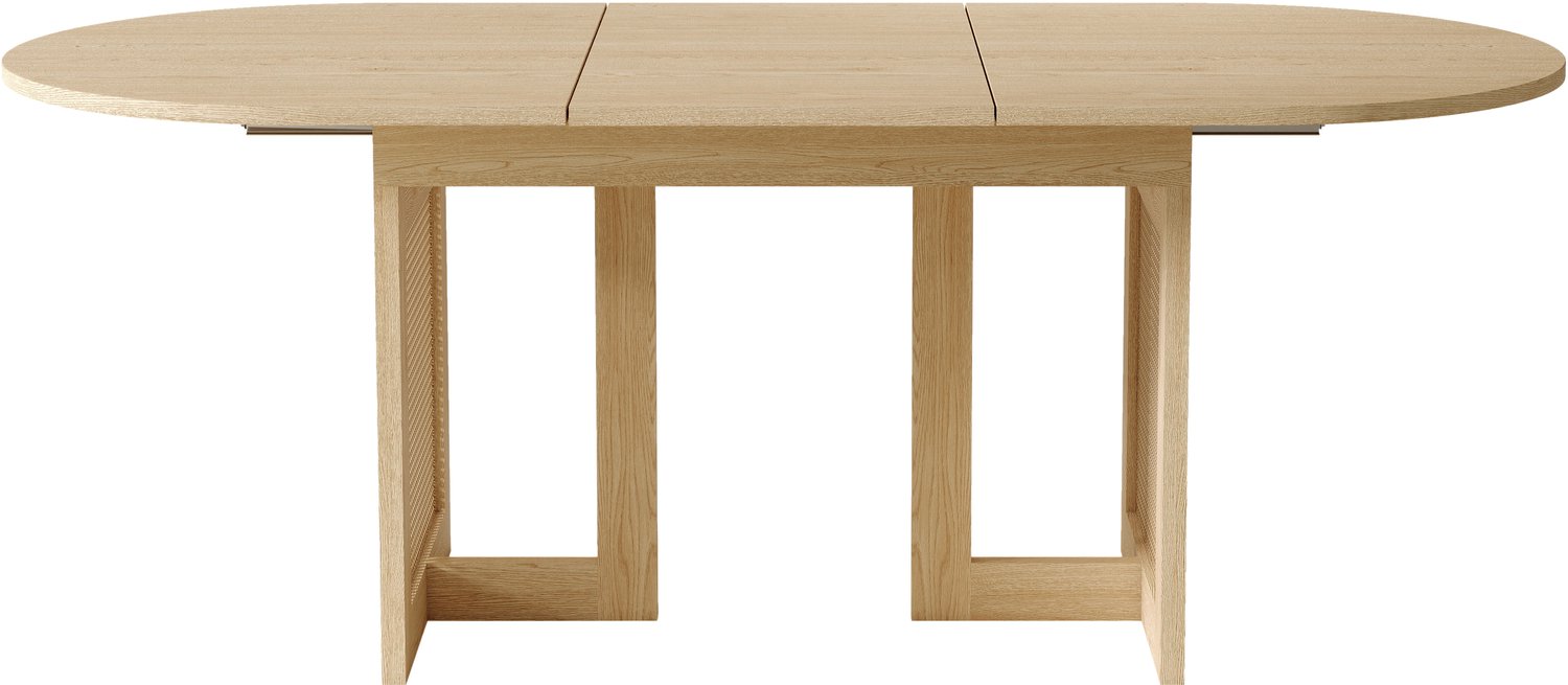 SONNENH Uitschuifbare ovale eettafel met rotan details - 150–200 x 90 x 75 cm - Eikenlook