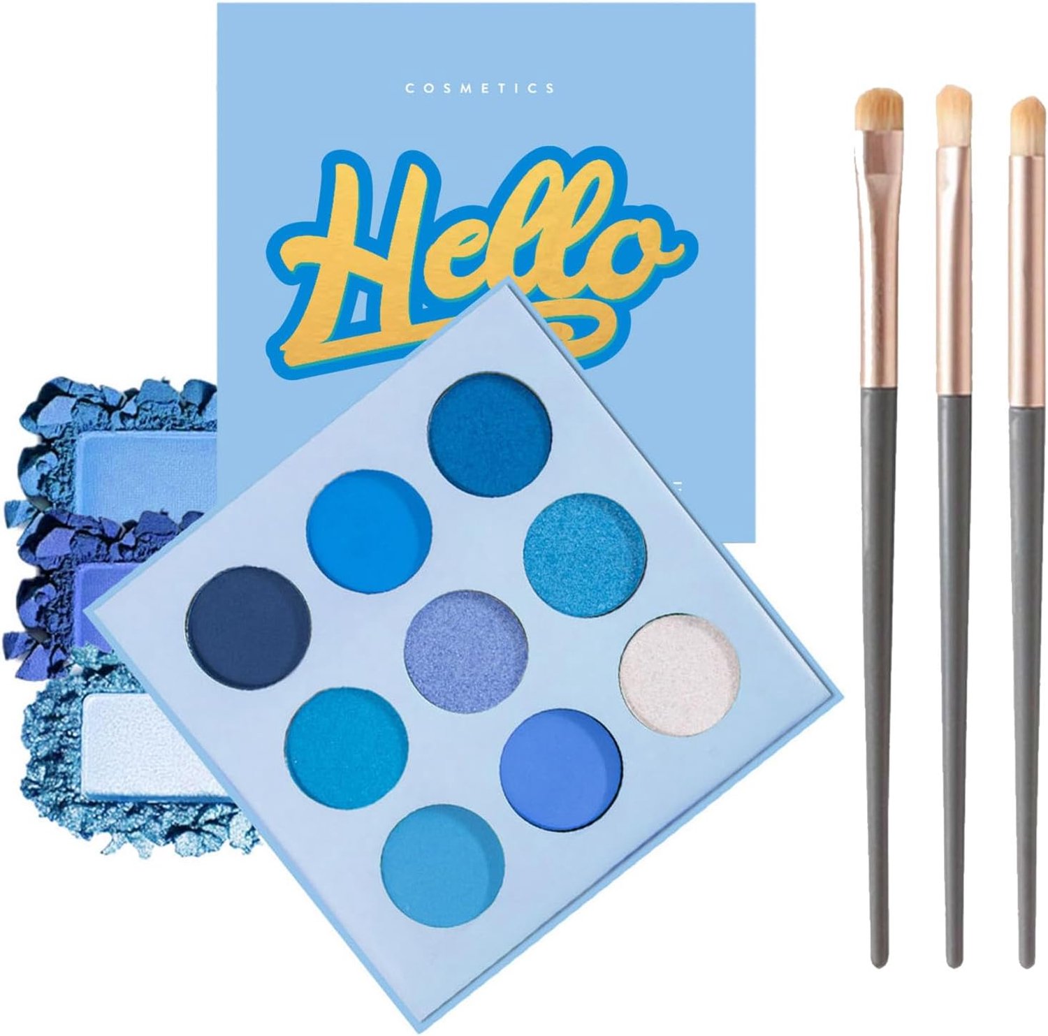 EONFAVE Oogschaduwpalet, 9 kleuren, mat en glanzend oogschaduwpalet, oogschaduwpalet met kwast (blauw) - ShopVlot