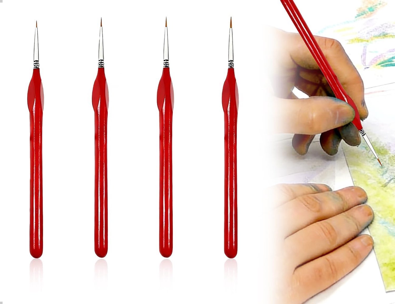 4 precisiekwasten voor schilderen op nummer, kleine tekenpenselen, miniatuurkwasten voor kunstenaars, voor acryl - ShopVlot