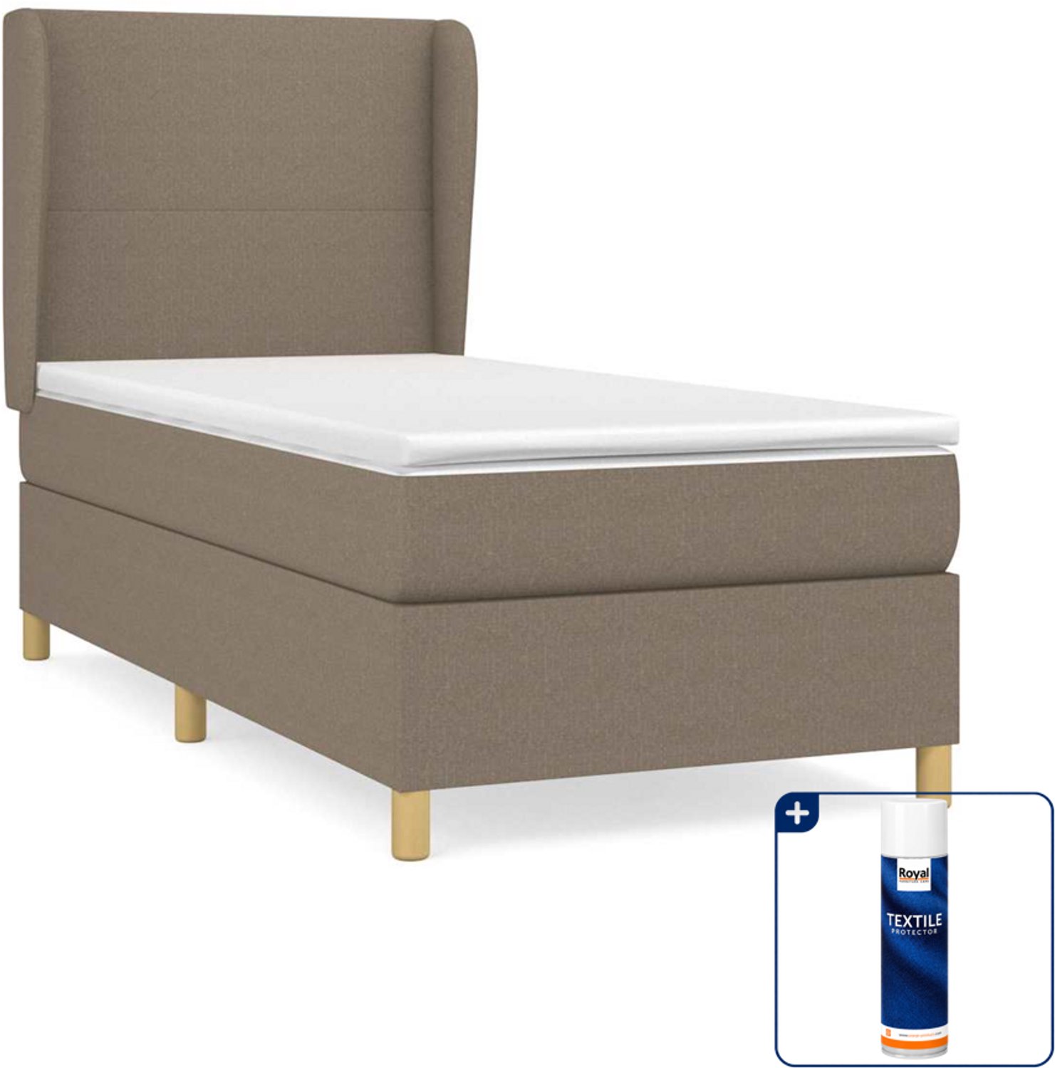 vidaXL boxspring met matras 100 x 200 cm - taupe - Inclusief textielbeschermer 500 ml
